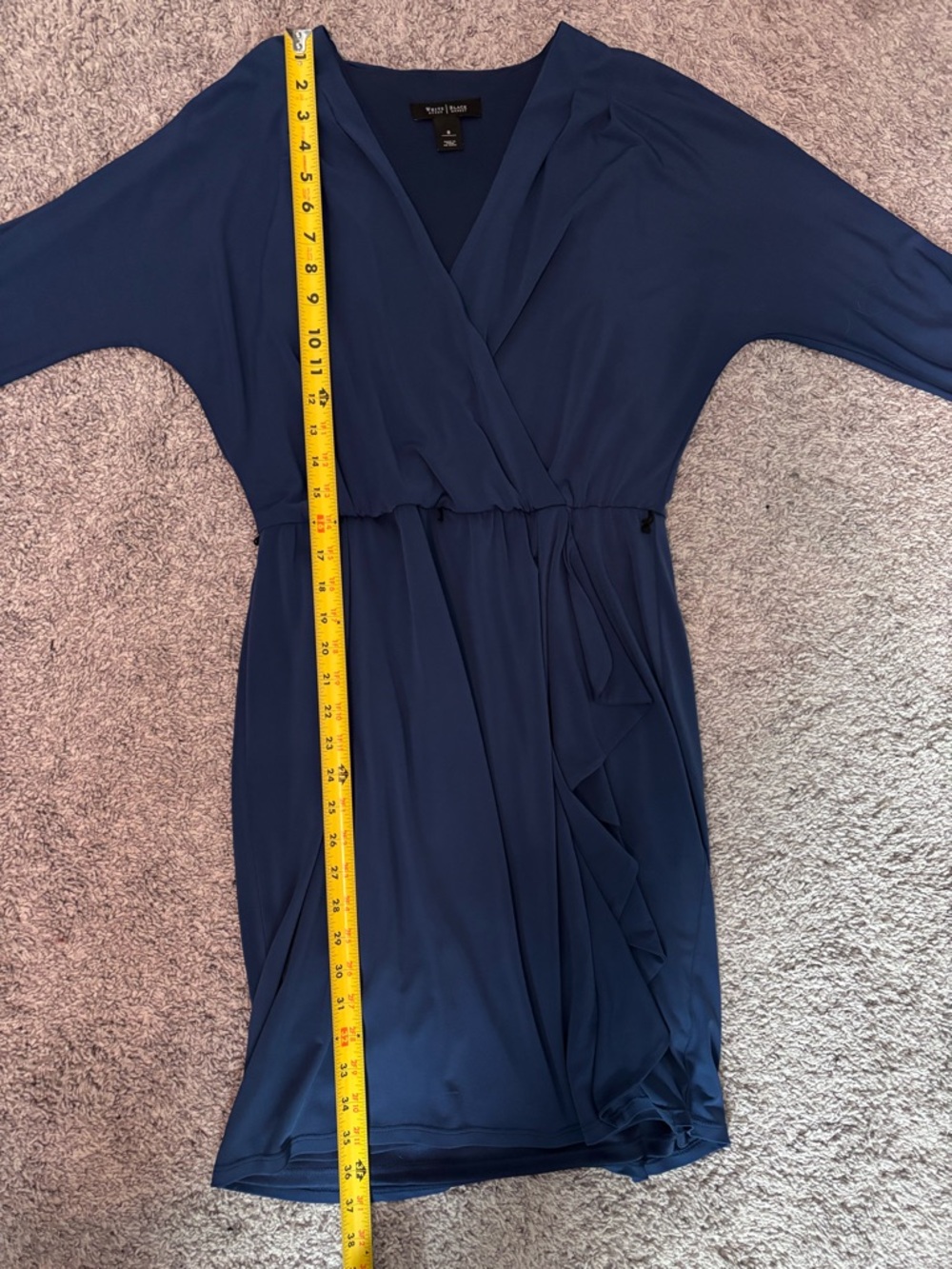 WHBM Blue Wrap Dress Size 8 Faux Wrap Ruffle Sleeve Career Size 8 - Picture 13 of 17